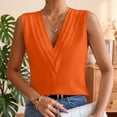 thumbnail image 1 of YVNAURA Women Summer Triple V Neck Chiffon Tops Sleeveless Business Blouse 2026 Layered V Neck T Shirt Lightweight Breathable Loose Fit Casual Work Office Outfit Vacation Beach, Orange,S, 1 of 5