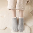 thumbnail image 1 of YVNAURA Women‘s 1 Pair Coral Fleece Short Ankle Socks Non Slip Silicone Gripper Floor Socks Thickened Towel Bottom Warm Fuzzy Home Slipper Socks for Winter One Size, Light Ashy,One Size, 1 of 7