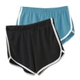 thumbnail image 1 of YVNAURA Women's 2 Pack Sport Shorts High Waisted Compression with Pockets Yoga Athletic Running Shorts Tummy Control Moisture Wicking Quick Dry Gym Fitness Shorts,Sky Blue,S, 1 of 2