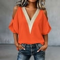thumbnail image 1 of YVNAURA Women's Cold Shoulder Tops Summer Lace Trim V Neck Blouse Hollow Out Chiffon Shirt Trendy 2026 Loose Fit Short Sleeve Casual Tops for Women Going Out Date Night, Orange,S, 1 of 6