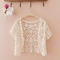 thumbnail image 1 of YVNAURA Women's Cotton Embroidered Lace Cardigan Short Bat Sleeve Loose Fit Shawl Open Front Lightweight Spring Summer Cardigan with Hollow Out Embroidery, Beige,A, 1 of 3