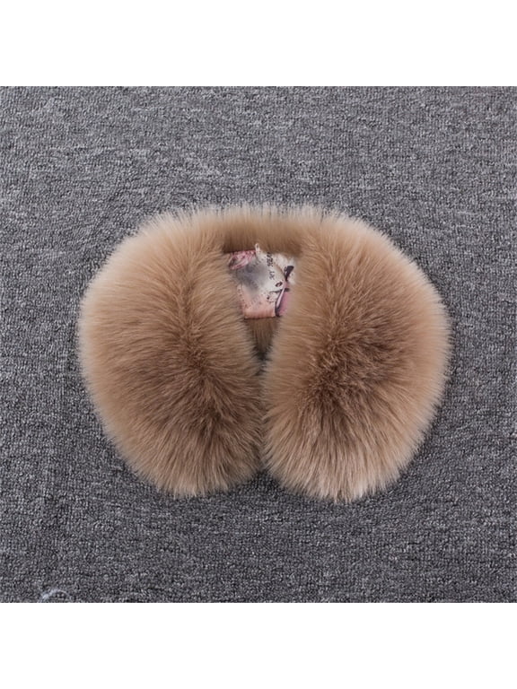 Women's Detachable Faux Fur Collar Scarf Soft Warm Winter Neck Warmer Wrap Fluffy Tippet One Size Cold Protection Cozy Autumn Winter Daily Wear Travel Gift for Women, Khaki,One Size
