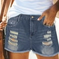 thumbnail image 1 of YVNAURA Women's High Rise Stretchy Denim Shorts Ripped Destroyed Distressed Slim Fit Jean Shorts with Pockets Y2K Summer 2026 Casual Club Festival Wear,Blue,XL, 1 of 9