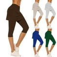 thumbnail image 1 of YVNAURA Women's High Waisted Skirted Leggings with Pockets Athletic Skorts for Women 2-in-1 Tennis Skirt with Shorts Tummy Control Golf Skirt Flowy Workout Running Gym, Brown,L, 1 of 9