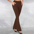 thumbnail image 1 of YVNAURA Women's High Waisted Stretchy Straight Leg Pants with Pockets Pull On Work Slacks Business Casual Office Trousers Wrinkle Resistant Soft Dress Pants Tall Petite Regular, Coffee,XL, 1 of 6