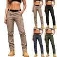thumbnail image 1 of YVNAURA Women's Multi Pocket Work Pants Straight Leg Cargo Trousers with 7 Pockets High Waisted Casual Outdoor Commuting Versatile Lightweight Pants for Hiking Travel Office S-XXL, Khaki,L, 1 of 6