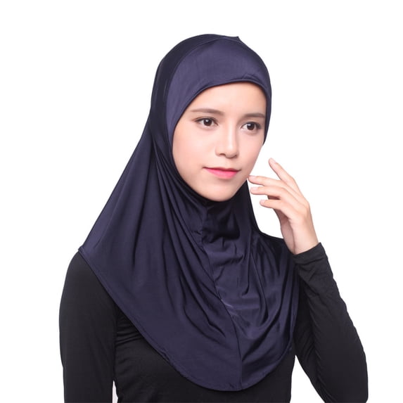 YVNAURA Women's Ninja Hijab Cap Full Cover Inner Underscarf with Full Neck Coverage Stretch Breathable Modal Muslim Head Scarf Cap Bonnet for Daily Wear One Size, Navy,One Size