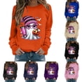thumbnail image 1 of YVNAURA Women’s Oversized Funny Halloween Graphic Sweatshirt Crewneck Long Sleeve Pullover Cute Fall Loose Fit Spooky Season Top Casual Party 1 Pack, Orange,L, 1 of 6