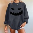 thumbnail image 1 of YVNAURA Women's Oversized Halloween Graphic Crewneck Sweatshirt Cute Pumpkin Bat Print Long Sleeve Pullover Loose Fit Casual Fall Spooky Season Tops 1 Pack, Grey,L, 1 of 6