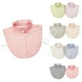 thumbnail image 1 of YVNAURA Women’s Red Striped Detachable Collar Half High Stand Collar Cotton False Collar Dickey Blouse with Adjustable Straps 4-Button Removable Shirt Collar Christmas Holiday Party, Pink,One Size, 1 of 6