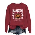 thumbnail image 1 of YVNAURA Women's Spooky Season Letter Graphic Crewneck Sweatshirt Oversized Long Sleeve Pullover Round Neck Vintage Halloween Print Casual Fall Top 1 Pack, Red,M, 1 of 3
