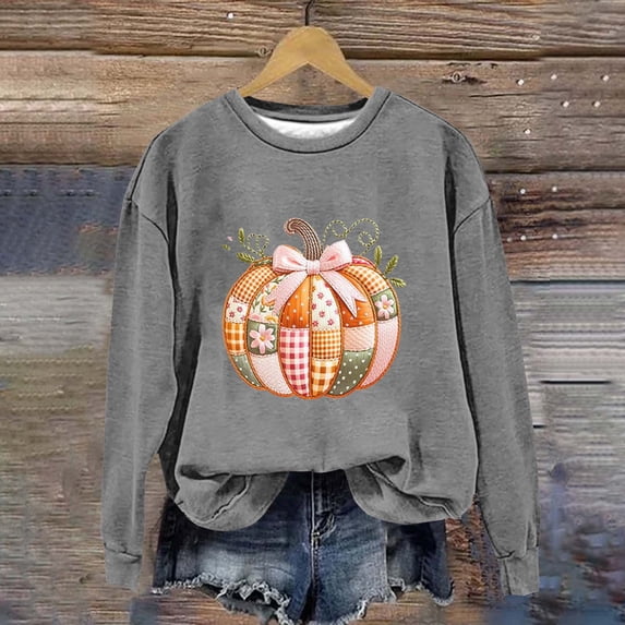 YVNAURA Women’s Spooky Season Letter Print Crewneck Sweatshirt Oversized Round Neck Long Sleeve Pullover Funny Halloween Graphic Fall Casual Vintage Top 1 Pack, Dark Gray,XXXL