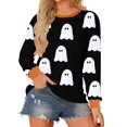 thumbnail image 1 of YVNAURA Women’s Spooky Season Pumpkin Graphic Crewneck Sweatshirt Oversized Long Sleeve Pullover Loose Fit Cute Halloween Fall Tops for Party Daily Wear 1 Pack, Black,M, 1 of 3