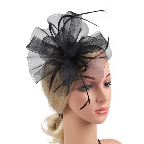 YVNAURA Womenâs Vintage Fascinator Hat Mesh Flower Tea Party Headwear Hair Clip & Headband 1920s Derby Cocktail Wedding Church Pillbox Headpiece Dual Wear One Size, Black,One Size