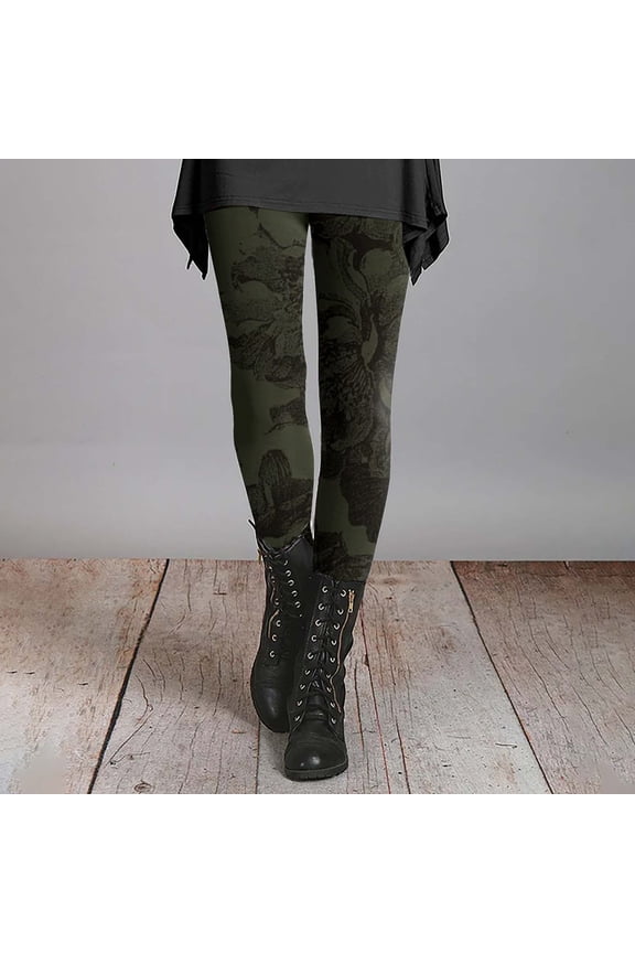 Women's Winter Leggings Thermal Fleece Lined Brushed Fleece Interior Leggings Artistic Splash Printed Plus Size Winter Printed Leggings High Waisted Workout Running Tights, Green,S