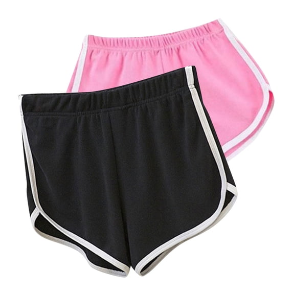 YVNAURA Womens 2 Pack Active Shorts High Waist Tummy Control with Side Pockets Yoga Workout Running Shorts Moisture Wicking Breathable Stretchy Gym Fitness Shorts,Pink,M
