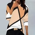 thumbnail image 1 of YVNAURA Womens Color Block Geometric Print Long Sleeve T Shirts Crew Neck Oversized Pullover Tops Casual Tunic Sweatshirts Soft Stretchy Breathable Fall Winter Trendy Blouses, Orange,XXL, 1 of 3