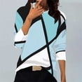 thumbnail image 1 of YVNAURA Womens Color Block Geometric Print Long Sleeve T Shirts Crew Neck Oversized Pullover Tops Casual Tunic Sweatshirts Soft Stretchy Breathable Fall Winter Trendy Blouses, Blue,XXL, 1 of 3