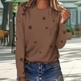 thumbnail image 1 of YVNAURA Womens Crew Neck Love Print Long Sleeve Shirt Breathable Cotton Blend Heart Graphic Tee Casual Pullover Top Lightweight Fall Winter Daily, Khaki,S, 1 of 9