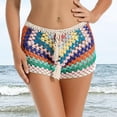 thumbnail image 1 of YVNAURA Womens Crochet Cover Up Shorts Knitted Hollow Out High Waist Drawstring Bikini Swimsuit Cover Ups Beach Bathing Suit Bottoms for Summer Pool Vacation,Beige,L, 1 of 8