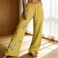 thumbnail image 1 of YVNAURA Womens Embroidered Linen Pants High Waisted Elastic Drawstring Wide Leg Palazzo Trousers with Pockets Loose Fit Boho Casual Summer Beach Vacation Resort 2026, Yellow,XXL, 1 of 8