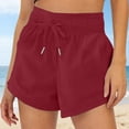 thumbnail image 1 of YVNAURA Womens High Rise Elastic Shorts with Pockets, 2026 Summer Casual Pull On Tummy Control Yoga Shorts for Women, Lightweight Breathable Outdoor Sports Gym Running Shorts,Wine,XXL, 1 of 6
