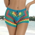thumbnail image 1 of YVNAURA Womens Knitted Crochet Cover Up Shorts Hollow Out High Waist Tie Front Bikini Swimsuit Beach Bathing Suit Bottoms for Summer Pool Vacation Coverups,Blue,M, 1 of 7