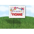 thumbnail image 1 of YVONNE HAPPY BIRTHDAY BALLOONS 18 in x 24 in Yard Sign Road Sign with Stand, 1 of 4