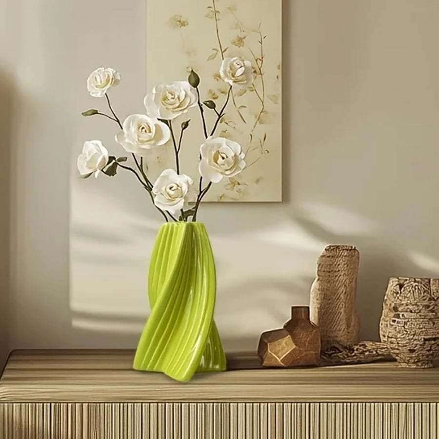 YVTVY Art Ceramic Vase Scandinavian Creative Spiral Shape Premium Feeling Vase Flower Arrangement Living Room Dining Table Art Arrangement, Home Arrangement, Modern Style Vase.
