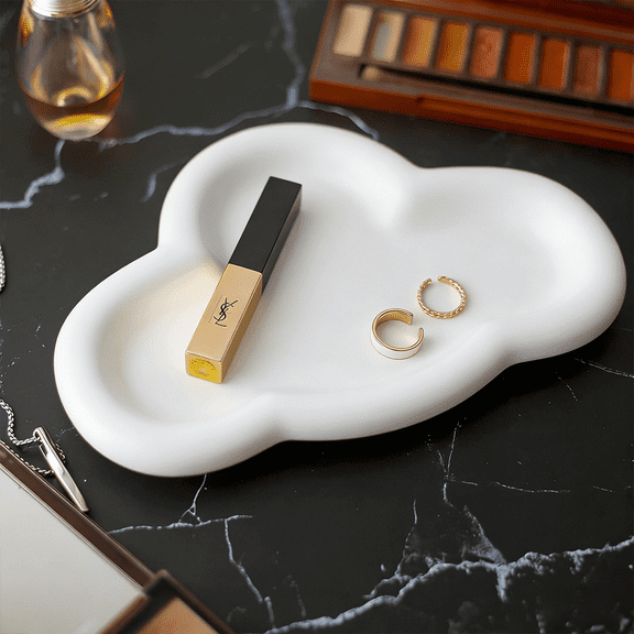 YVTVY Modern Creative Ceramic Jewelry Tray, Cute Cloud Ceramic Tray, Small Women's Jewelry Tray, Ring Tray Jewelry Tray, Earring Perfume Jewelry Tray, Key Bowl Jewelry Tray