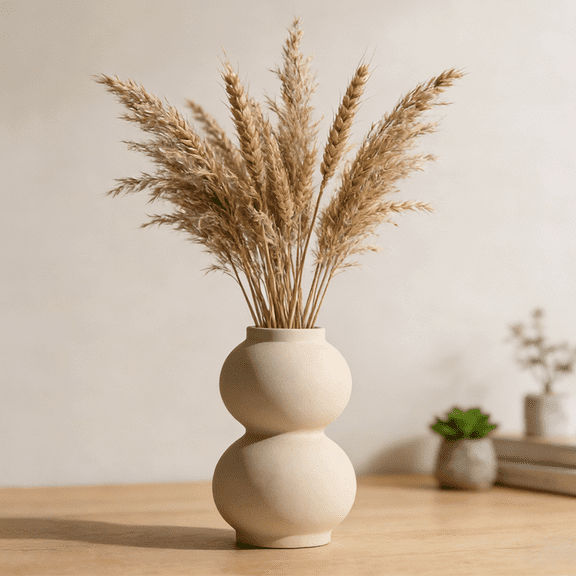 YVTVY Ceramic Vase, 2 Layer Round, 8.2 Inches Height, Minimalist Nordic Style, for Dry/Fresh Flowers, Table Centerpiece, Home Decor