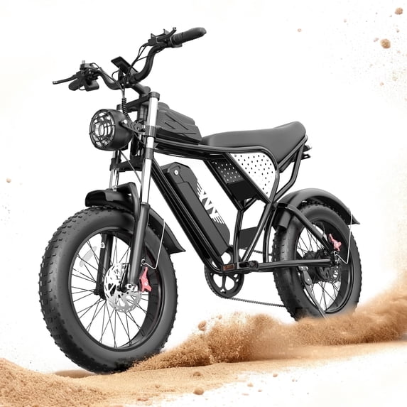 YVY Electric Bike for Adults,Peak 1500W 28MPH,48V 20AH 30-80 Miles E-Mountain Bike, 20'' Fat Tire Electric Bicycle
