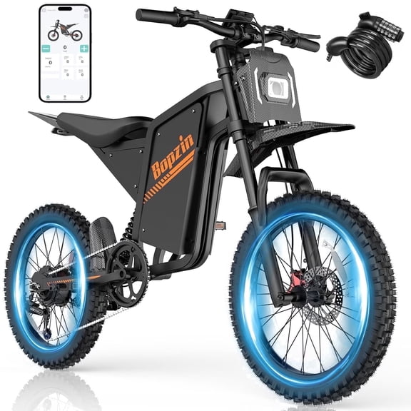 YVY Electric Dirt Bike for Adults,60V 25Ah,100Miles,Peak 2500W 38MPH Anti-theft&APP Electric Motorcycle,20’’*3.0’’Tires, Tested Under UL2849 Mountain Bike