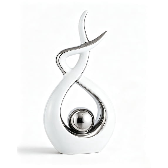 YVYVY Modern Abstract Ceramic Table Sculpture with Silver Metallic ...