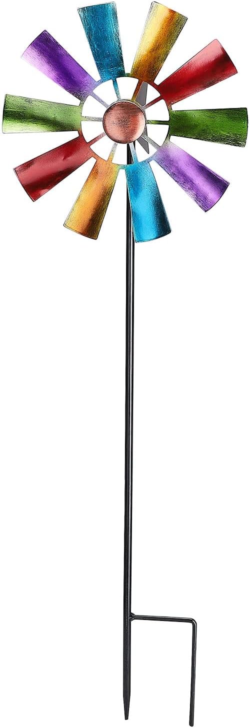 ALPHAWOLF Wind Spinner – 10 Zoll Durchmesser, Bunt, Aus Pulverbeschichtetem Stahl Für Garten & Terrasse