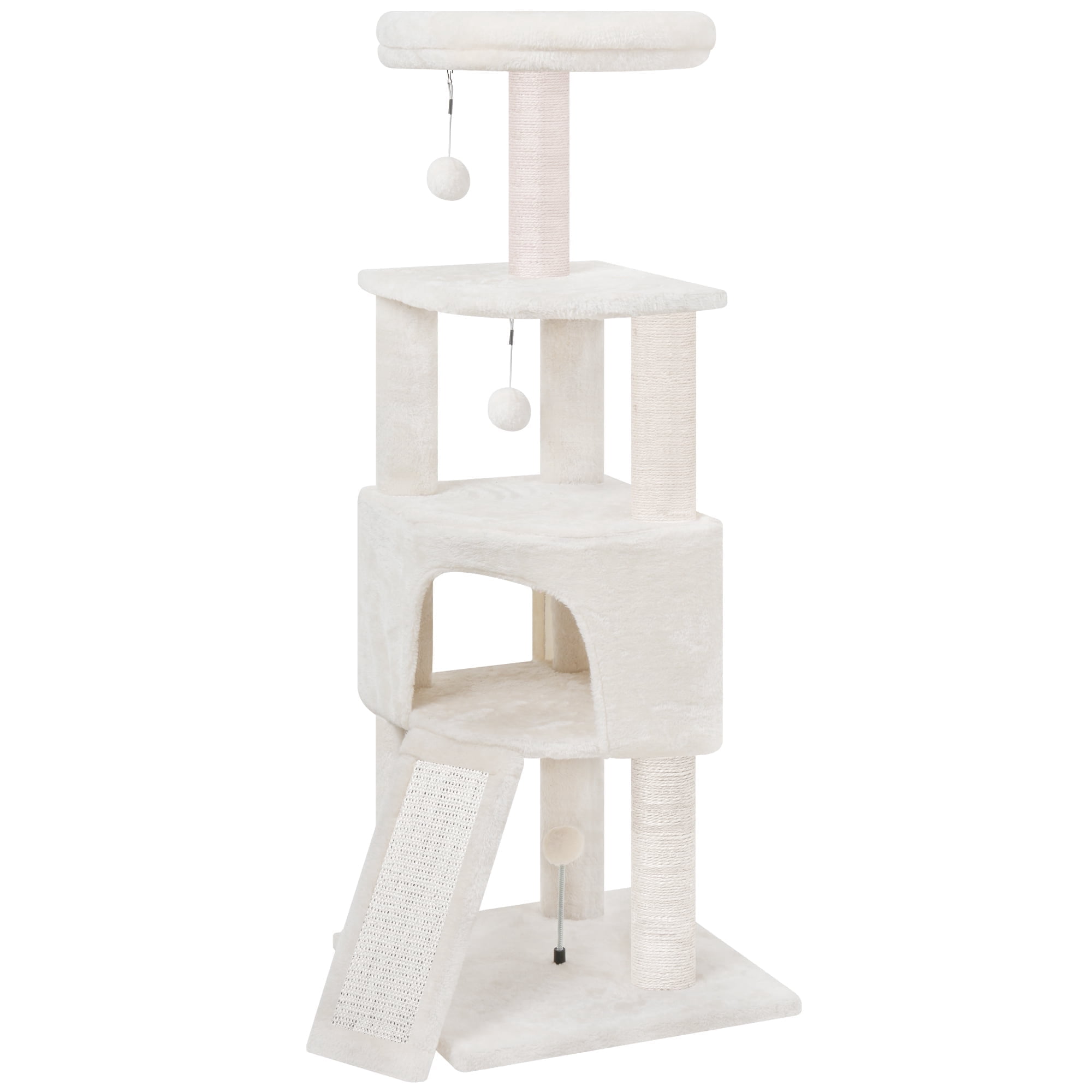 YW 45in Cat Tree Tower with Big Condo for Indoor Cats,Cat Tower with Scratching Post,Scratching Board and Cat Toys,Multi-Level,Small Space