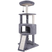 YW 45in Cat Tree Tower with Big Condo for Indoor Cats,Cat Tower with Scratching Post,Scratching Board and Cat Toys,Multi-Level,Small Space