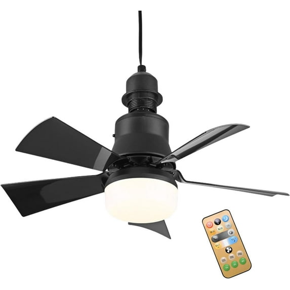 YW Socket Fan Light - Flush Mount Fan, Socket Wireless Fan | Light Socket Fan with Remote, Dimmable and Reversible Motor Ceiling Fan Lights, Low Profile Ceiling Fan Light for E27 Base-0810