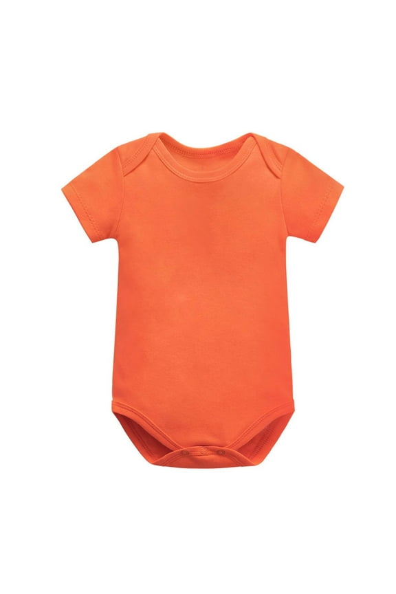 YWDJ 0-24 Months 1-6 Years Bodysuit Unisex Kids Boys Girls Romper Solid Color Tops Short Sleeve Jumpsuit Orange 12-18 Months
