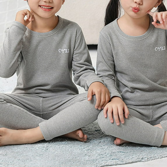YWDJ 2-7Years Old Warm Pyjamas Coat Pants Suit Novelty Long Sleeved Warm Pyjamas Gray 3Y