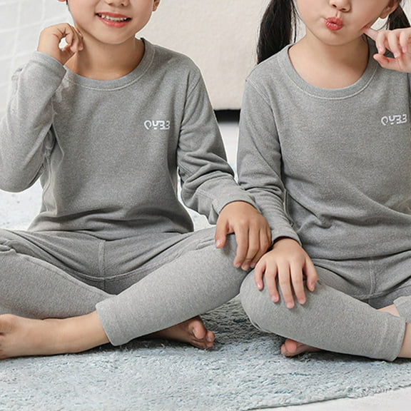 YWDJ 2-7Years Old Warm Pyjamas Coat Pants Suit Novelty Long Sleeved Warm Pyjamas Gray 7Y