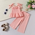 thumbnail image 1 of YWDJ 2 Piece Outfits for Girls for Summer Newborns 6M-3T Sleeveless Tank Tops Wide Leg Pants Fashion Clothes Pink 9 Months, 1 of 8