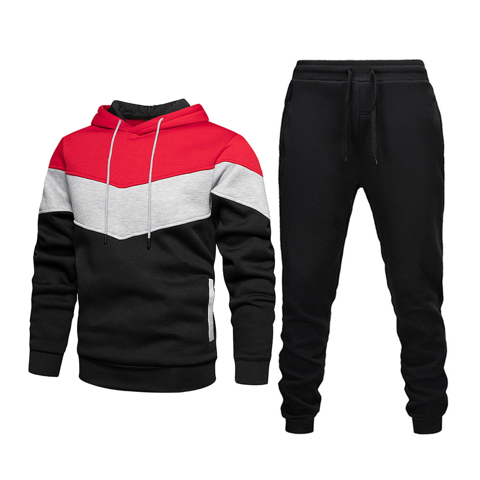 Red Sweater, Men's Winter Outfits With Grey Sweat Pant, Jeans