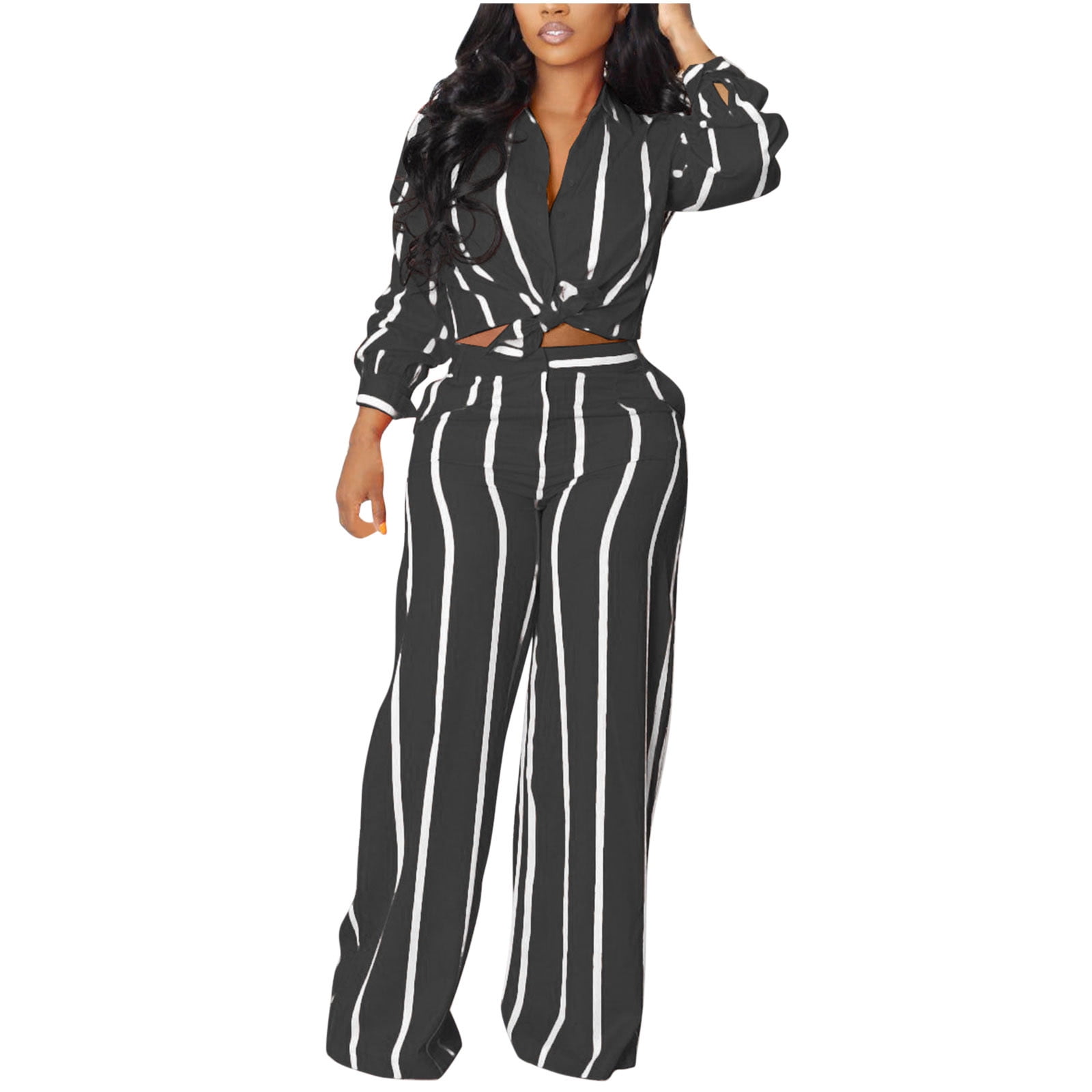 Plus Size Daily Pant Sets Elegant Rose Gold Fall Winter Shirt Collar Long  Sleeve Contrast Sequin Two Piece Pant Sets [Pre-Order] in 2024