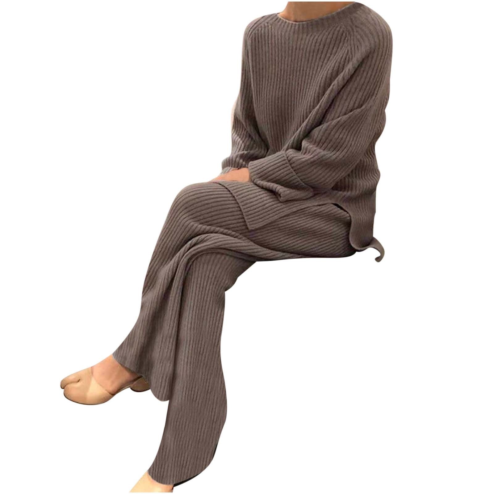 Women's 2-pc. Sweater Knit Loungewear Pant Set, Created For Macy's In  Toasted Peanut