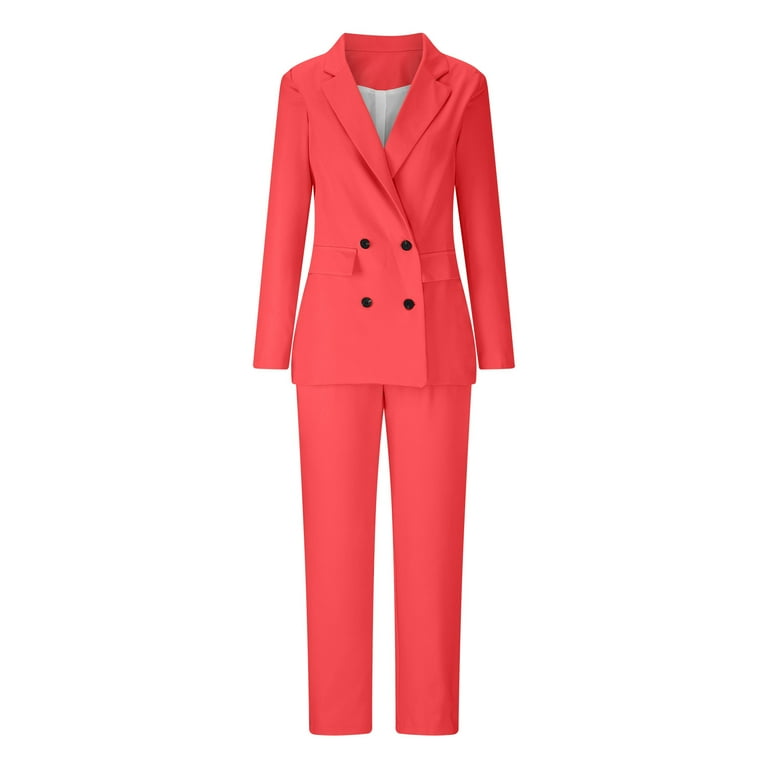 YWDJ 2 Piece Outfits for Women Plus Size Solid Color Suit Trousers