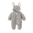 thumbnail image 1 of YWDJ 2022 Baby Onesies 0-18months Toddler Baby Boy Girls Color Plush Cute Rabbit Ears Winter Thick Jumpsuit Romper Gray 6-12 Months, 1 of 3