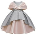 thumbnail image 1 of YWDJ 3-10Years Girls Dress Temperament Minimalistic Bowknot Pure Color Stitching Birthday Party Gown Dresses Gray 5-6 Years, 1 of 9