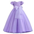 thumbnail image 1 of YWDJ 3-12 Years Party Party Dress for Girls Kids Sleeveless Princess Bow Tie Lace Flowers Mesh Tufted Purple 11-12 Years, 1 of 8