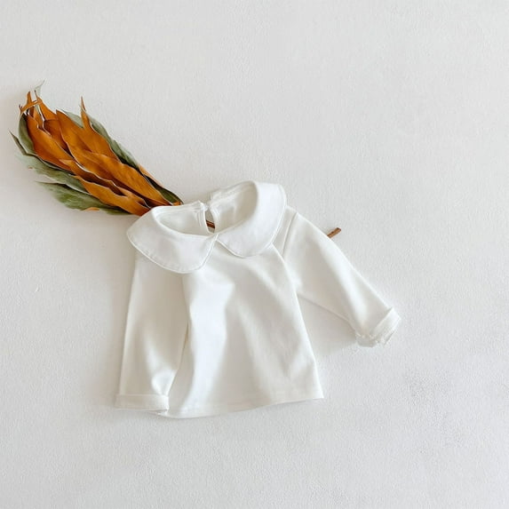 YWDJ 3-18 Months Unisex Spring Long Sleeve Solid Tops High Collar Clothing Girls Ruffle White 12 Months
